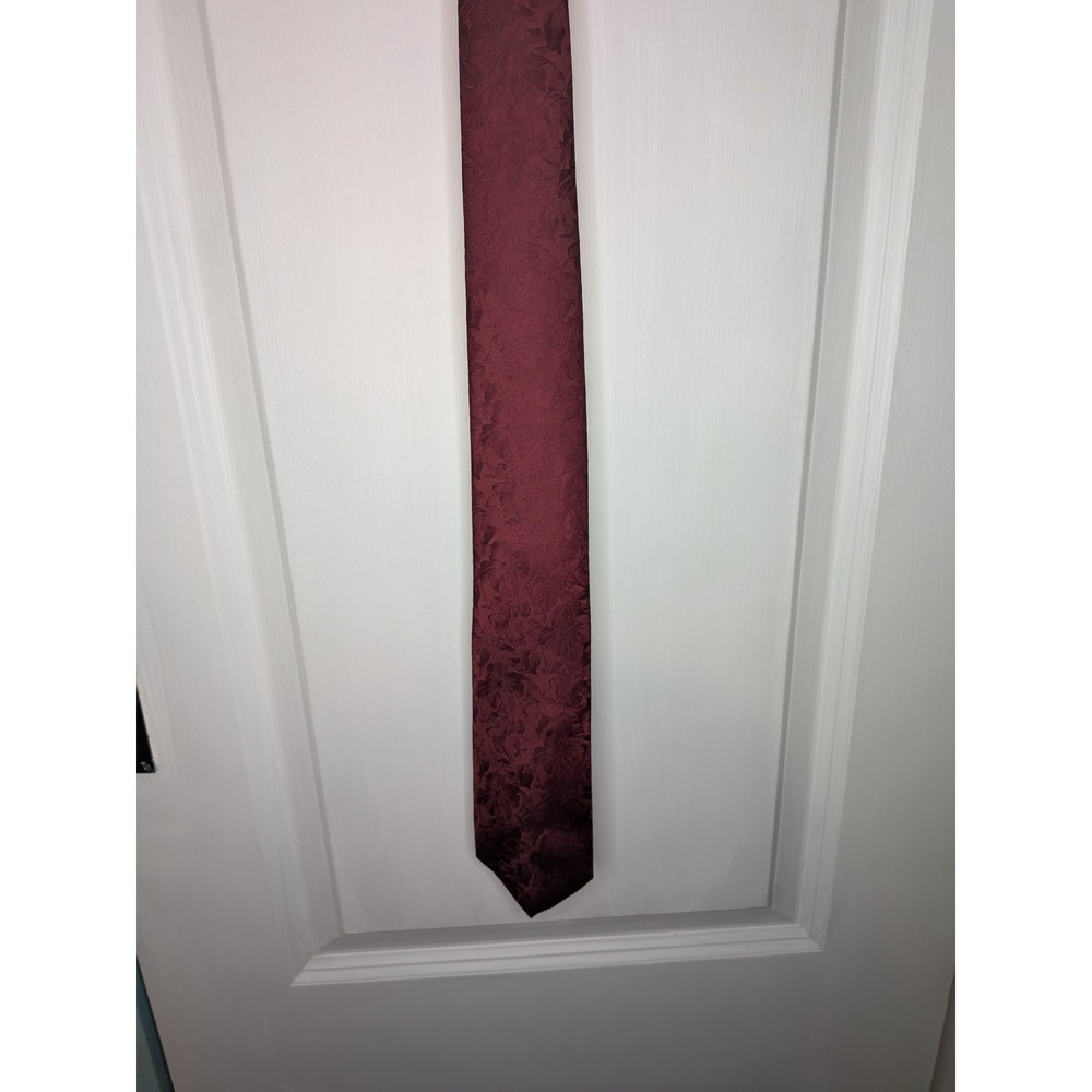 Michael Kors Mens Burgundy Floral Damask Polyester Necktie Classic Width